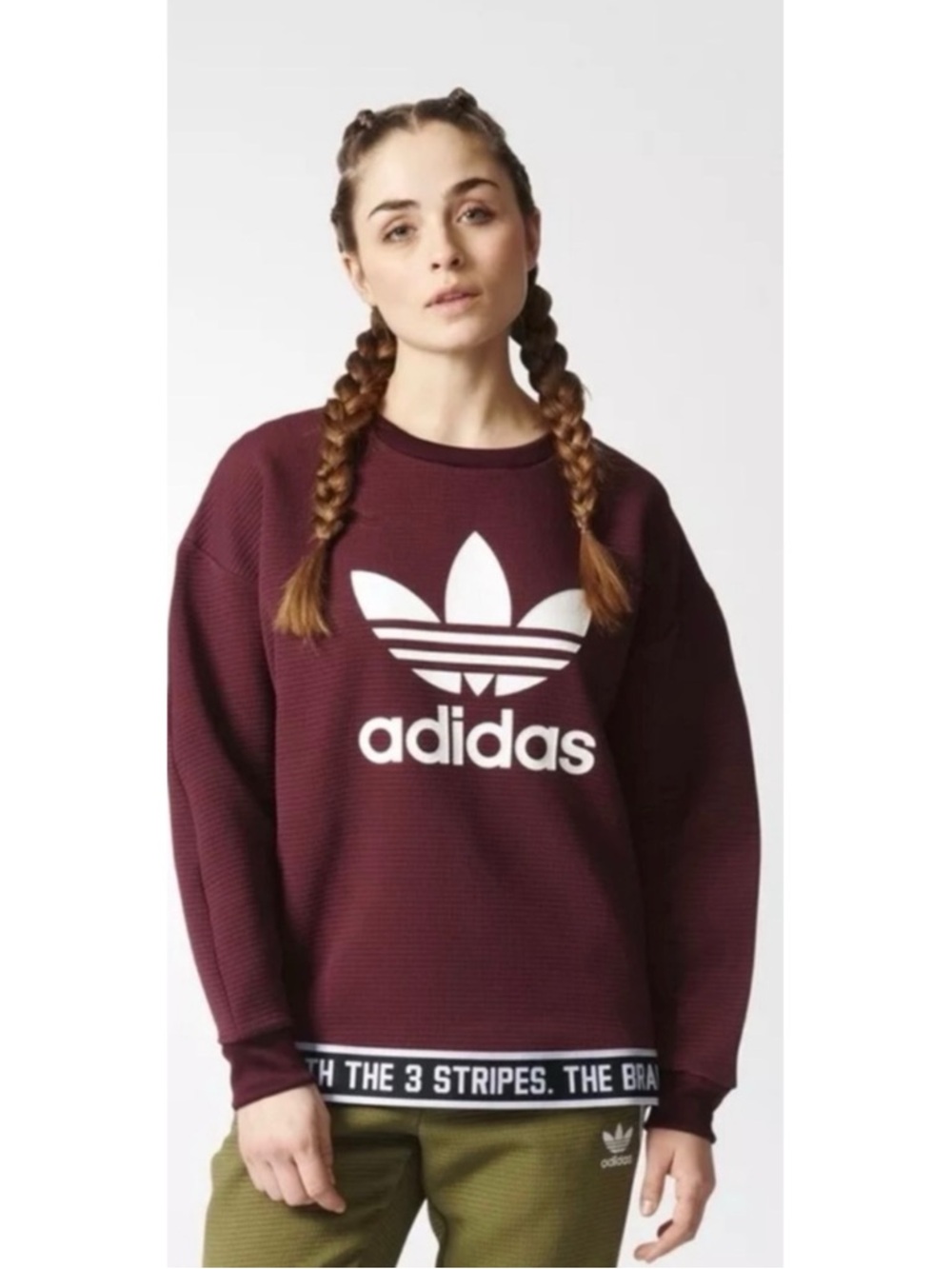 ADIDAS ORIGINALS |‎ The Brand With The 3 Stripes Burgundy Sweatshirt Trefoil XS